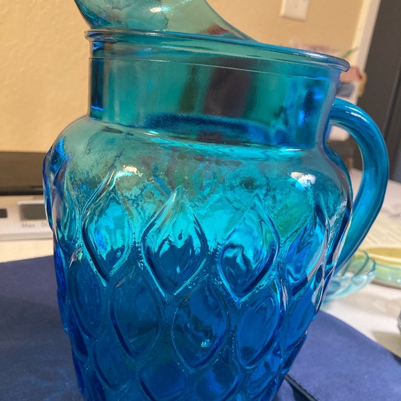 Dining vintage blue glass pitcher poshmark